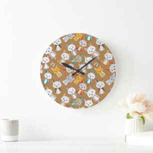 Colourful Fox Cartoon Large Clock