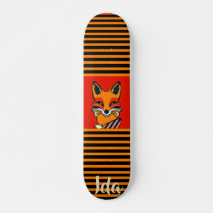 Colourful Fox Funny Personalised Skateboard