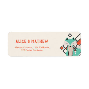 Colourful Fox Geometric Shapes Tribal Theme Return Address Label