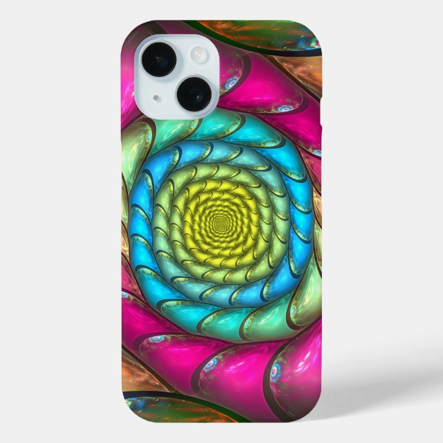 Colourful Fractal Abstract Spiral Case-Mate iPhone Case (Back)