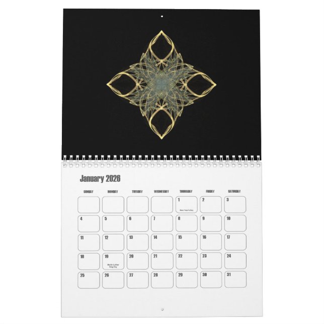 Colourful Fractal Art Designs for Twelve Months Calendar (Jan 2026)