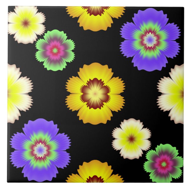 Colourful Fractal Art Flower Artistic Pattern Ceramic Tile (Front)