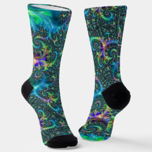 Colourful Fractal Crew Socks