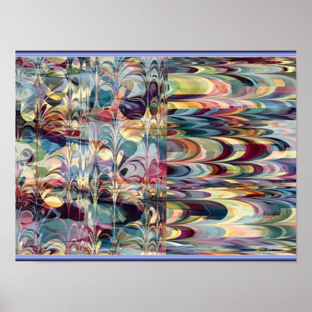 Colourful Fractal Ebru Pattern Poster (Front)