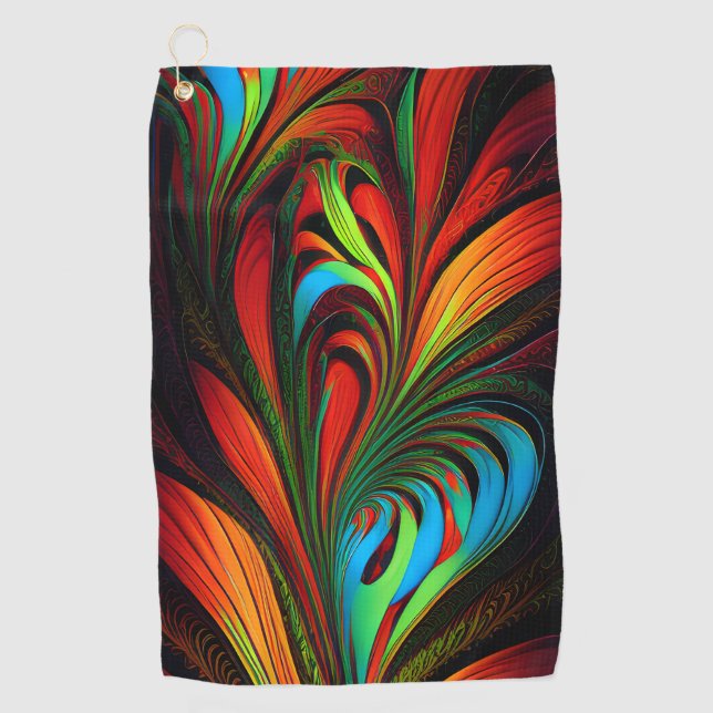 Colourful Fractal Flowers Golf Towel (Front)