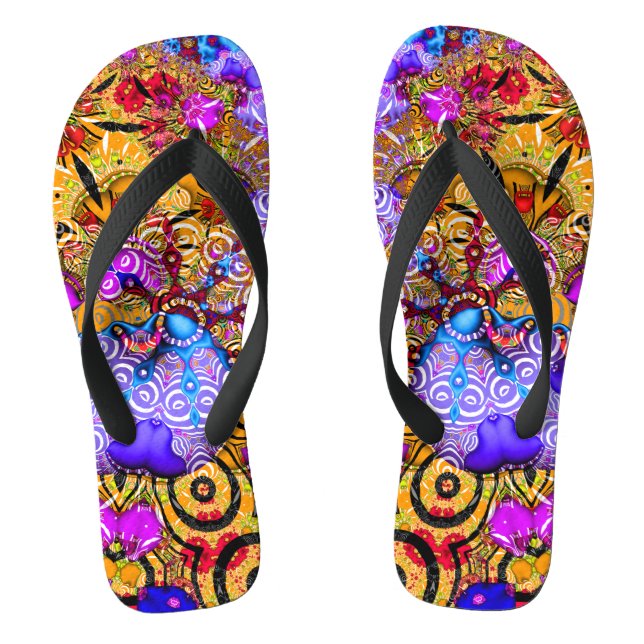 Colourful Fractal Hodgepodge Thongs (Footbed)