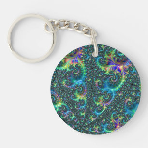 Colourful Fractal Key Ring