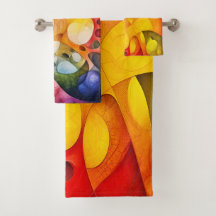 Colourful Fractal Pattern Bathroom Towel Set