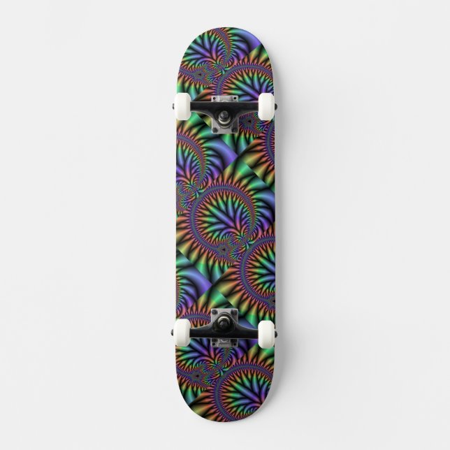 Colourful Fractal Plant Skateboard (Front)