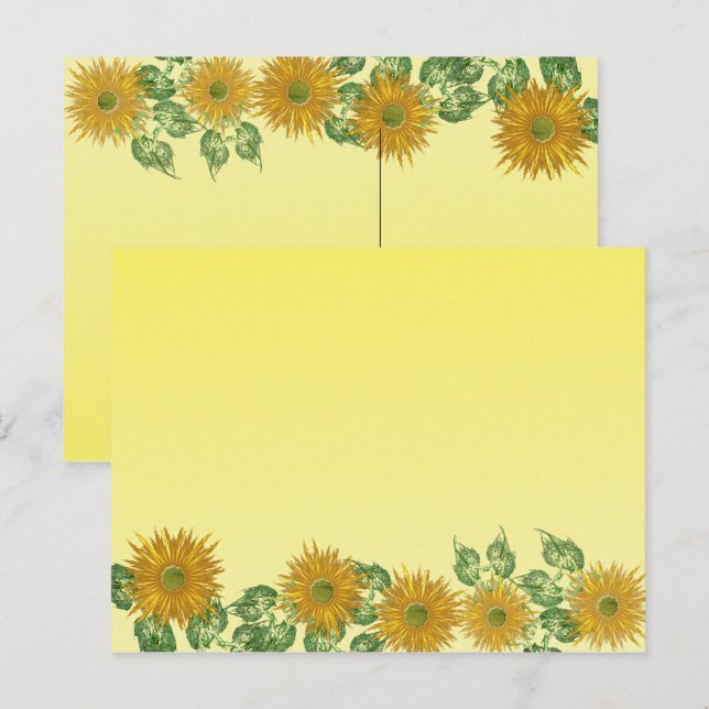 Colourful Fractal Yellow Flower Leaf Border Postcard (Front/Back)