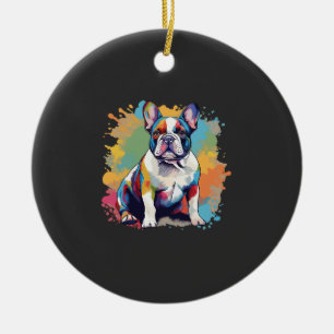 Colourful French Bulldog Art for Puppy Lovers Ceramic Ornament