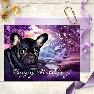 Colourful French Bulldog Birthday Postcard