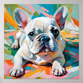 Colourful French Bulldog Painting – Abstract Pop A Poster