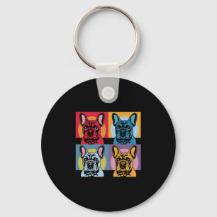 Colourful French Bulldog Pop Art Design for Dog Key Ring