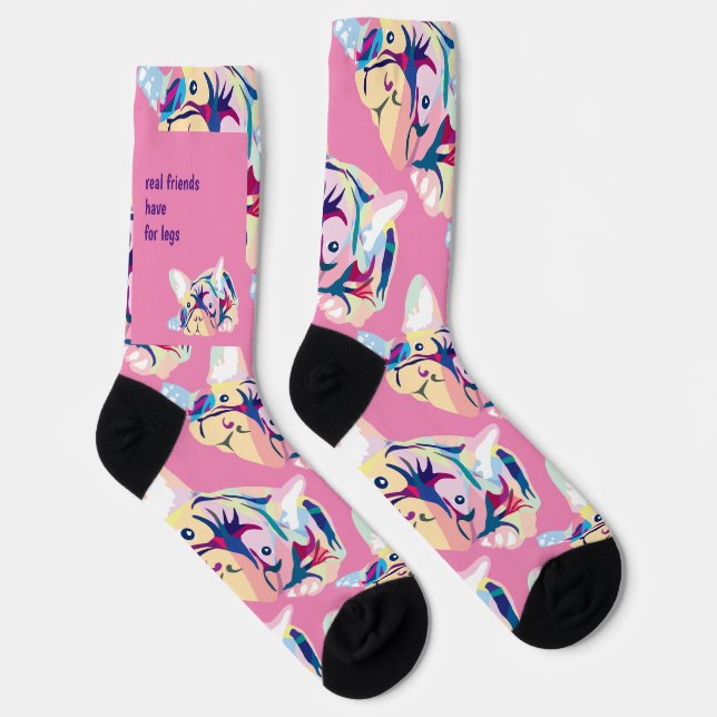 Colourful French Bulldogs – Artistic Customisable Socks (Right)