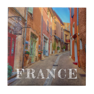 Colourful French Hillside Town Ceramic Tile