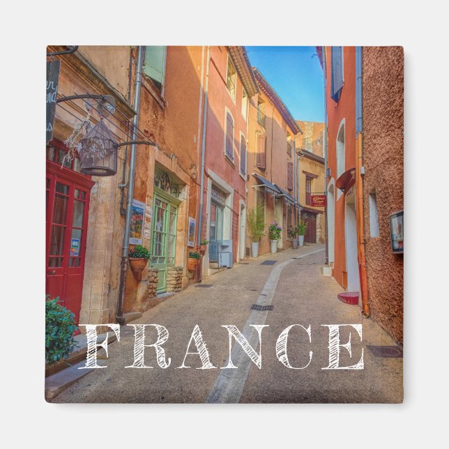 Colourful French Hillside Town Magnet (Front)