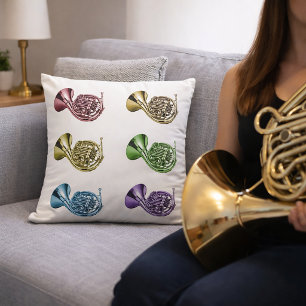 Colourful French Horn Pop Art Cushion