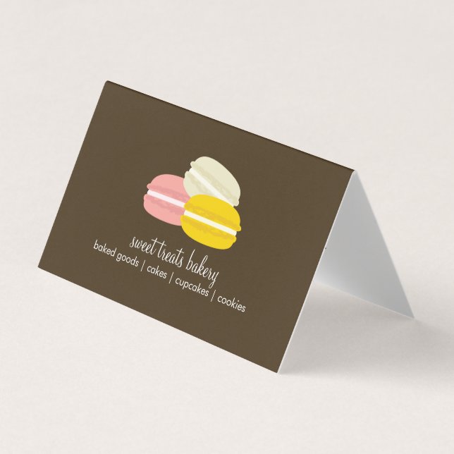 Colourful French Macaron Cookies Bakery Business Card (Front)