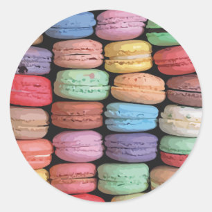 Colourful French Macaron Pattern Classic Round Sticker