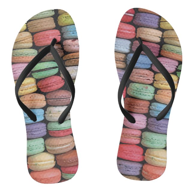 Colourful French Macaron Pattern Thongs (Footbed)