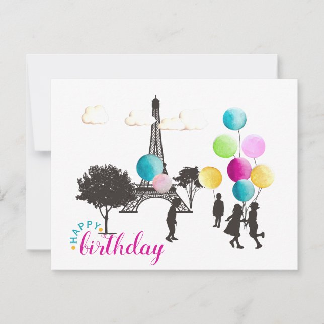 Colourful French Macarons Kids Playing Birthday Card (Front)
