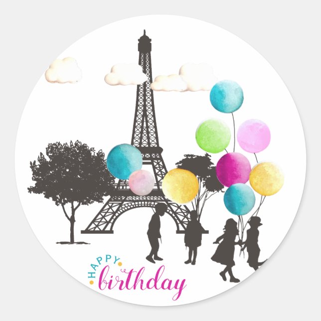 Colourful French Macarons Kids Playing Birthday Classic Round Sticker (Front)