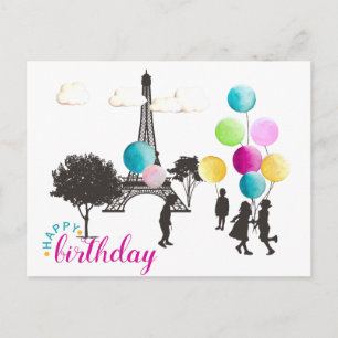Colourful French Macarons Kids Playing Birthday Postcard