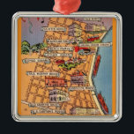 Colourful French Quarter Map Metal Ornament<br><div class="desc">Wow!  so colourful and fun! A vintage guide map of New Orlean's French Quarter - Vieux Carre repurposed on an ornament.  Great gift ,  favour or stocking stuffer!</div>