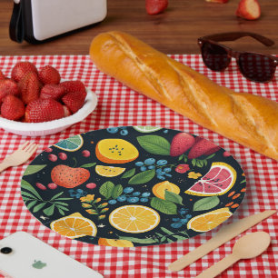 Colourful Fresh Fruit Pattern Paper Plate