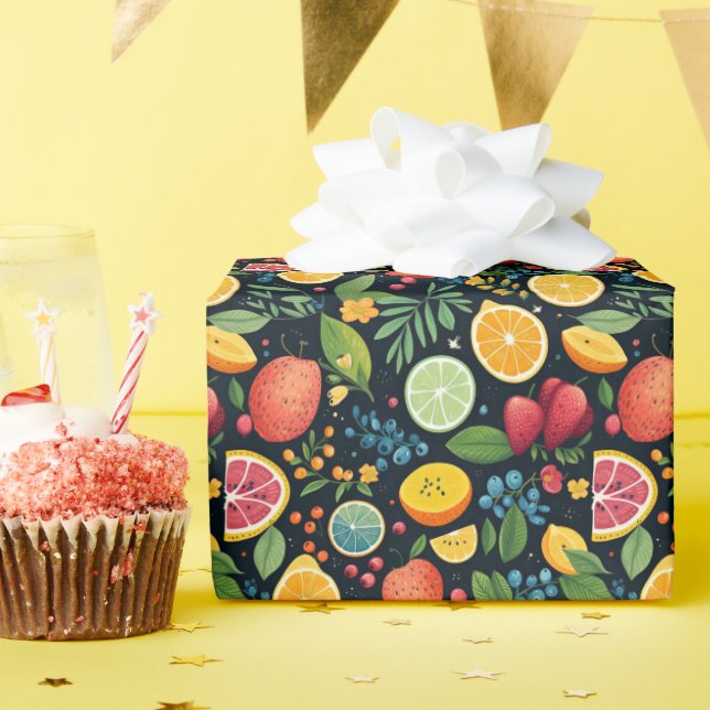 Colourful Fresh Fruit Pattern Wrapping Paper (Birthday Party)