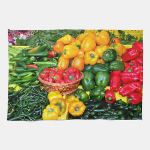 Colourful fresh peppers towel