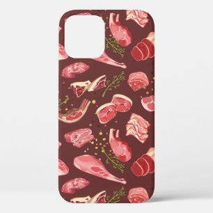Colourful fresh pork meat seamless pattern with va iPhone 12 case