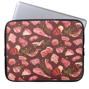 Colourful fresh pork meat seamless pattern with va laptop sleeve