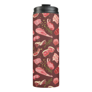 Colourful fresh pork meat seamless pattern with va thermal tumbler