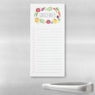 Colourful Fresh Watercolor Vegetables Grocery List Magnetic Notepad