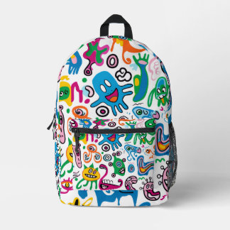 Colourful Friendly Monster Printed Backpack