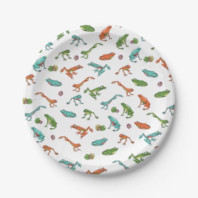 Colourful Frog pattern Paper Plate (Front)