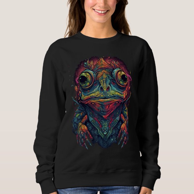 Colourful Frog Psychedelic Trippy Hippie Men Women Sweatshirt (Front)