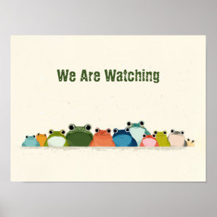 Colourful Frogs Line – Cute Minimal Animal Art Poster