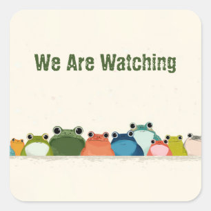 Colourful Frogs Line – Cute Minimal Animal Art Square Sticker