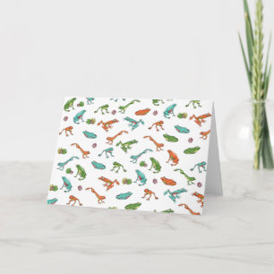 Colourful frogs pattern card