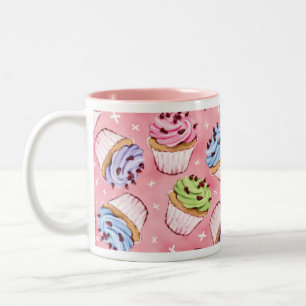 Colourful Frosted Cupcakes Pattern Two-Tone Coffee Mug
