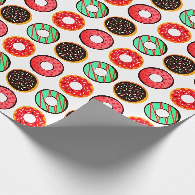 Colourful Frosted Doughnuts Wrapping Paper (Corner)