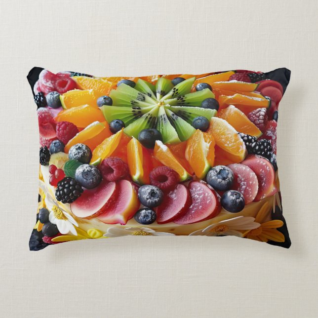 Colourful fruit cake decorative cushion (Front)