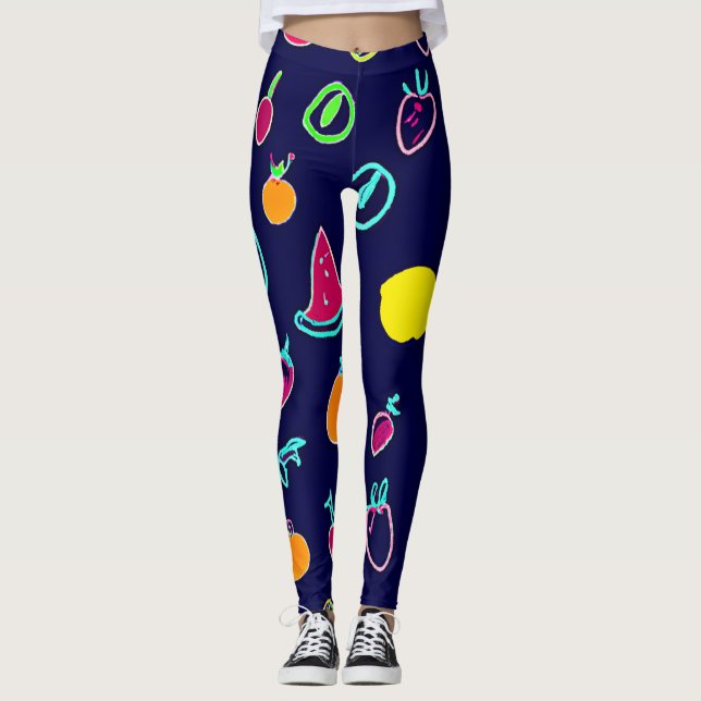 Colourful Fruit Fantasia Design Leggings (Front)