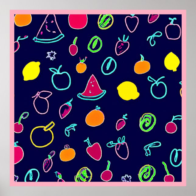 Colourful Fruit Fantasia Design Poster (Front)