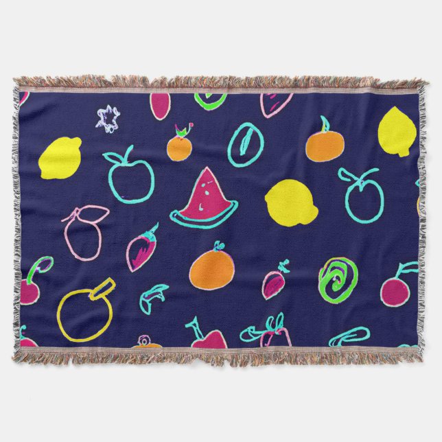 Colourful Fruit Fantasia Design Throw Blanket (Front)
