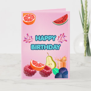 Colourful Fruit Happy Birthday Card