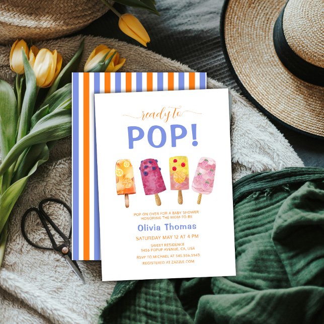 Colourful Fruit Ice Cream Popcicle Baby Shower  Invitation (Colorful Fruit Ice Cream Popcicle Baby Shower Invitation)